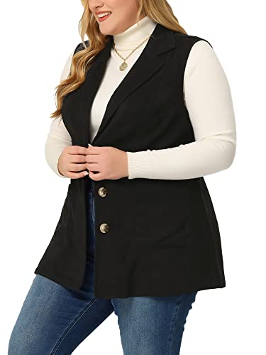 Agnes Orinda Plus Size Utility Vest for Women Lapel Sleeveless Lightweight Casual Suede Vests Jacket2