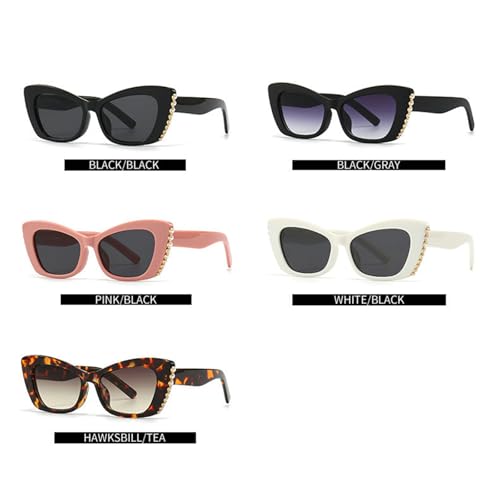 willochra Cat eye Pearl sunglasses Cute Trendy for Women Bling Fun Rhinestone Crystal Party Sun Shades uv400 F27 (white)3