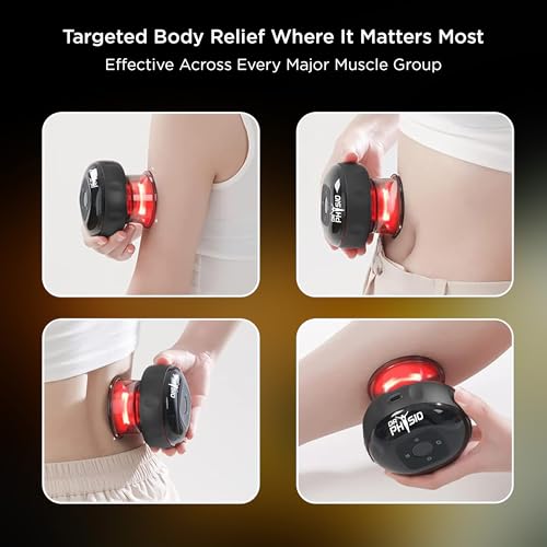 Image of Dr Physio USA 1054 Advanced 5-in-1 Rechargeable Electric Cupping Massager, 12-Level Heat & Suction, Red Light Therapy for Muscle Relaxation, Pain Relief Recovery & Cellulite Support