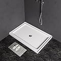 MORVANO 48" X 32" X 4" Shower Base with Center Drain,Single Threshold Shower Pan Kit Non-Slip in White, Central Drain with Stainess Steel Cover (Drain included)