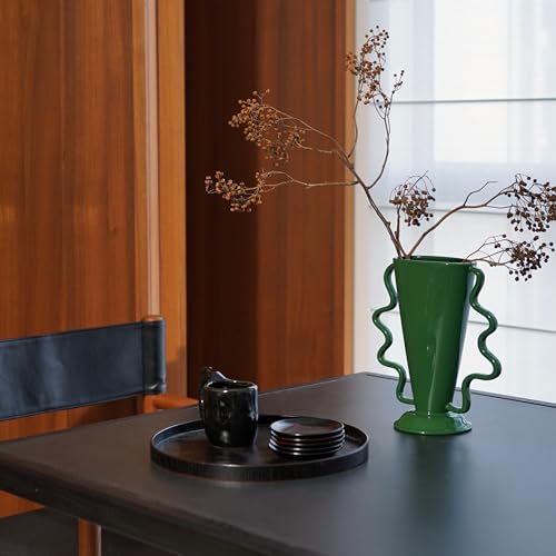 Image of Wild Works Green Rotary Vase Medieval Flower Vessel Living Room Entrance Personalized Simple Wabi Sabi Decorative Ornament Ceramic Ornament