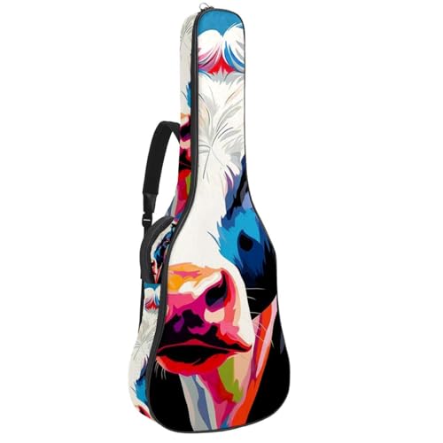 Sac de transport pour guitare acoustique à motif vache multicolore et imperméable
