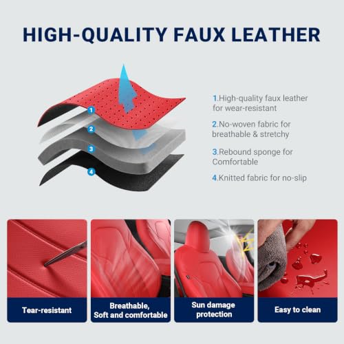 Image of Custom for Tesla Model Y Seat Covers 2020-2024 Red