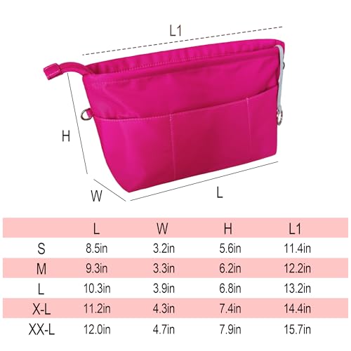 Vercord Premium Nylon Purse Organizer Tote Handbag Insert Organizers Bag in Bag Zipper 13 Pockets 5 Sizes