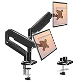 ELIVED Monitor Halterung 2 Monitore für 13-32 Zoll Bildschirme mit VESA 75/100, Gasdruckfeder 2 Monitorhalterung neigbar 180° schwenkbar 180°, Drehbar 360°, Höhenverstellbar Monitor Arm, 8kg/Arm