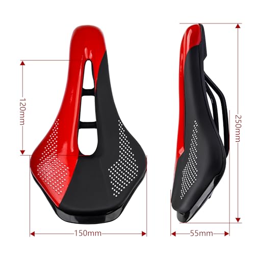 Yaruijia Bike Seat Bicycle Saddle for Men & Women, Waterproof Bicycle Seat Comfortable Soft Cushion (Red)