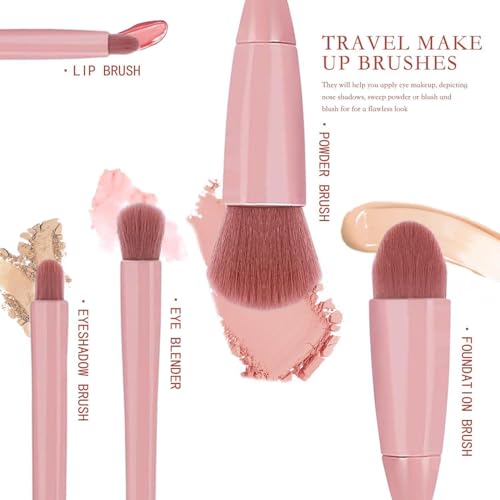 Image of Makeup Brush Applicator Set 5 in 1 Small Mini Makeup Brush kit and Case Travel Friendly Stylish Makeup Brush Set for Women (Set Of 5)