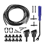 Ywdiml 20PCS Car Windshield Washer Hose Kit, Includes 6 Tube Connectors 4M Fluid Tube 2 Fan Nozzles 10 Clips & 1 Blue Tool, Automotive Windscreen Nozzle Set, Universal for SUV Sedan Truck