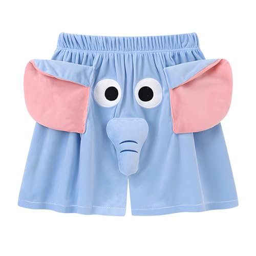 Elephant Pajama Shorts - Cute Animal Pants With Big Nose and Ears, Unisex Soft Homewear Sleepwear