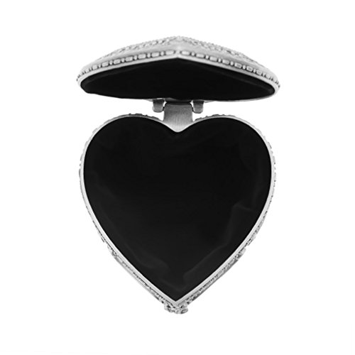 FakeFace Vintage Antique Silver Chest Box Heart Shape Tin Jewelry Box Classic Retro Storage Organizer (Heart Silver)