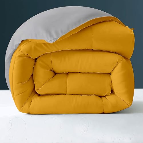 Image of Day Care - 400 GSM Hotel Quality-Down Alternative Reversible Comforter (90 inch x 90 inch Inches /228cm x 228cm) - Comforter Queen Size|Gold /Silver