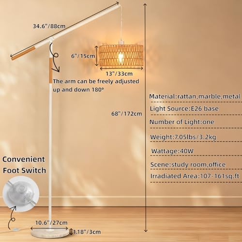 Pantalla tejida a mano en lámpara de pie de arco para iluminación decorativa 2