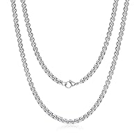 Ceeyoll 2 Piezas Cadena Plata Hombre,Acero Inoxidable Hombre,Cadena acero Inoxidable Mujer Cadena de Acero Inoxidable Hombres Mujeres 3.6mm,Cadena Acero Inoxidable Hombre Longitud 50/60 cm.