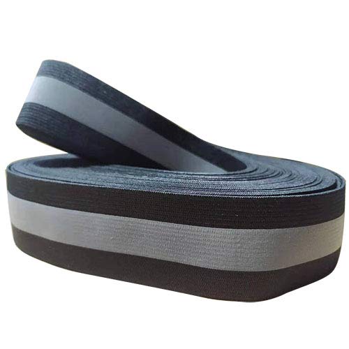 YSSAFE 1.6 X394  Black Safety Fluorescent Reflective Tape,Elastic Warning Safety Trim Strip Sew On Reflective Tape for Clothing,Hat, Pet Clothes