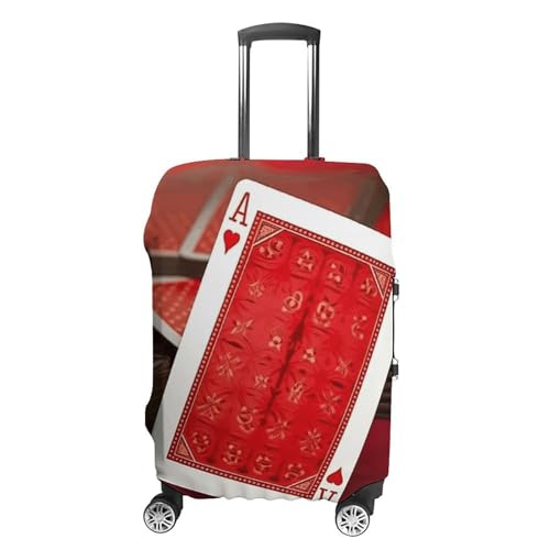 Luggage Cover Dustproof Anti-scratch Suitcase Cover Elastic Travel Suitcase Protector Red Background Playing Cards Washable Baggage Case Luggage Sleeves Fits 18-32 Inch Luggage