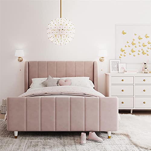 Little Seeds Valentina Upholstered Bed, Full, Pink #TOP1