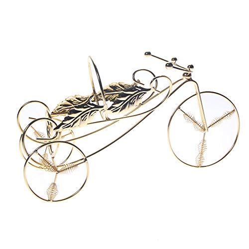Soporte para botellas de vino de hierro forjado, diseño de triciclo creativo de Maxgoods u0096 almacenamiento elegante para cocina, comedor, bar o bodega de vino talla única dorado