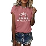 LOOKFACE Women Crewneck Cute Graphic Short Sleeve T Shirts Mauve XX-Large