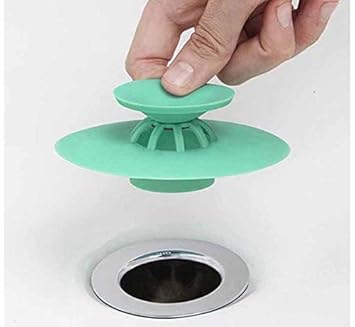 Kaira Enterprises Silicone Water Stopper 2 in 1 Drainer Stopper with Hair Catcher Multi Colour (Pack of 1)