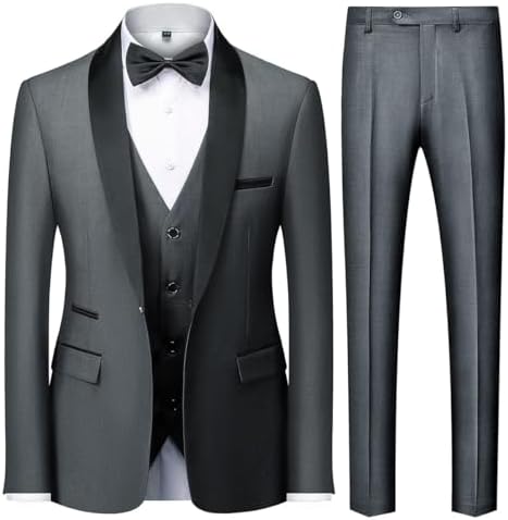 KUDMOL 3-delig herenkostuum slim fit één knoop sjaal revers