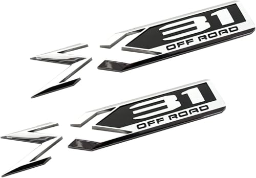 Image of Pair Set Sierra 1500 X31 Off Road Emblems 3D Rear Bodyside Truck Bed Decal Badge Nameplate Replacement for 2019-2022 Sierra 84682662 (Chrome Black)