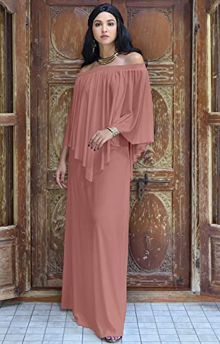 Image of KOH KOH Womens Strapless Off Shoulder Flattering Cocktail Maxi Dress Gown