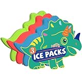 HiYZ Kids Ice Packs, Long-Lasting Ice Packs for Lunch Boxes, Slim & Reusable Icepacks Cooler Ideal for School, Parties, Travel, Multicolored (Dinosaur-3 PACK)