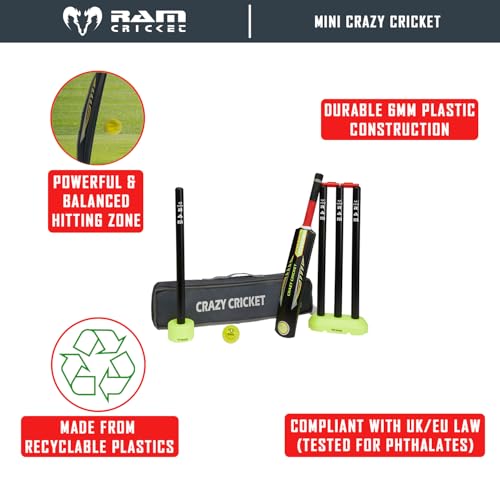 Ram Cricket Crazy Cricket Sets – Mini & Micro for ages 3-9 years old – High Performance & Durable Kwik Cricket Style Set for Training, Cricket Matches, Garden, Beach, or Park - Image 3