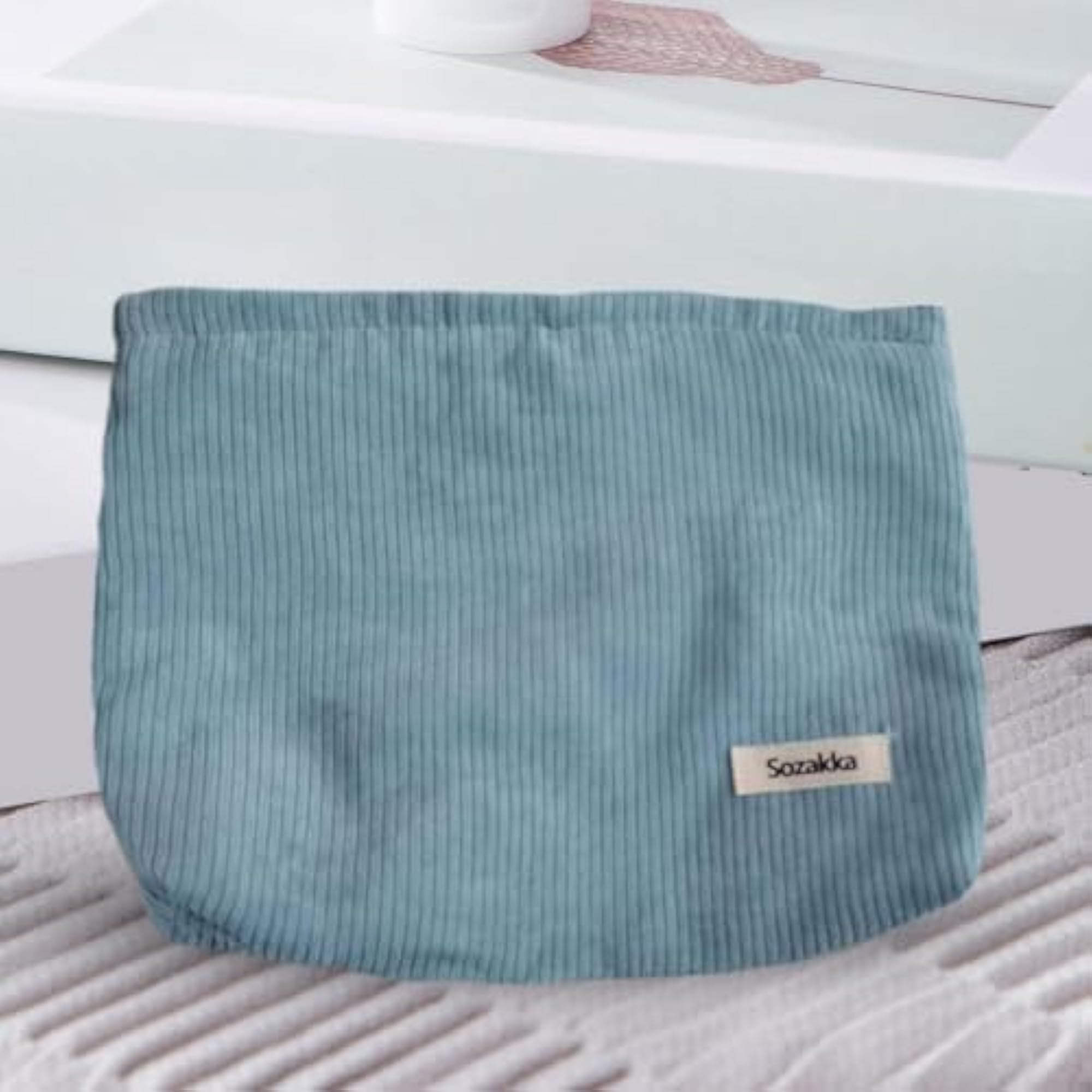 Corduroy Cosmetic Bag, Large Capacity for Makeup