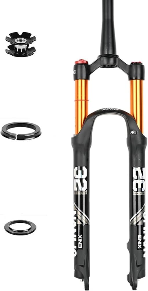 CuNtoHHH Mountain Bike Air Suspension Fork 26/27.5/29 Inch 1-1/2" Tapered Steerer HL/RL 100mm Travel Disc Brake Air Forks QR Front Fork For XC 9 * 100mm