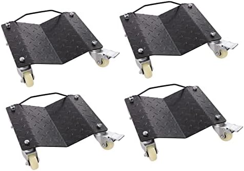 Set of 4 Heavy Duty Wheel Dolly Vehicle Tier Skate 6000Lbs Capacity for Tow or Vehicle Storage Furniture Moving (6000Lbs, Black)
