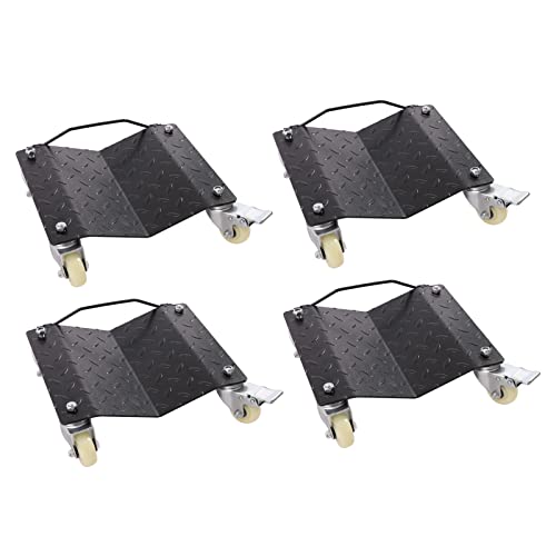 Set Of 4 Heavy Duty Wheel Dolly Vehicle Tier Skate 6000Lbs Capacity For Tow Or Vehicle Storage Furniture Moving (6000Lbs, Black) #TOP3