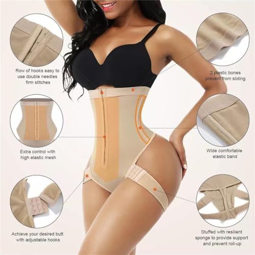2-in-1 Peach Butt Curvy Tummy Shaper, Butt Lifter Shapewear, Body Shaper Tummy Trainer (Black, L)3