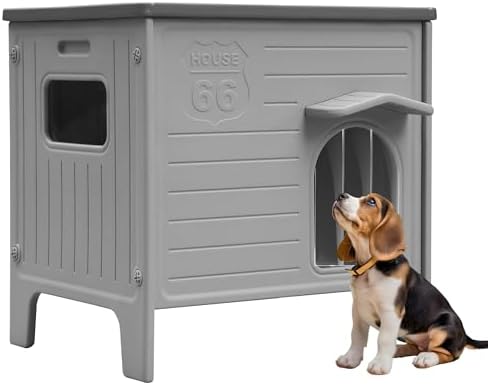 Rockever Dog House Outdoor Indoor for Small Medium Dogs, Plastic ...
