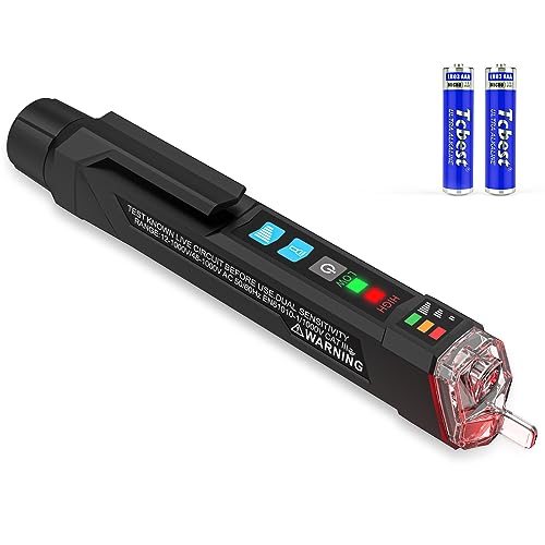 MESTEK Voltage Tester, Non Contact Voltage Detector with Dual Range AC 12V-1000V/48V-1000V, Live/Null Wire Tester, Electrical Tester with Flashlight, Buzzer Alarm, Wire Breakpoint Finder, Pocket Clip