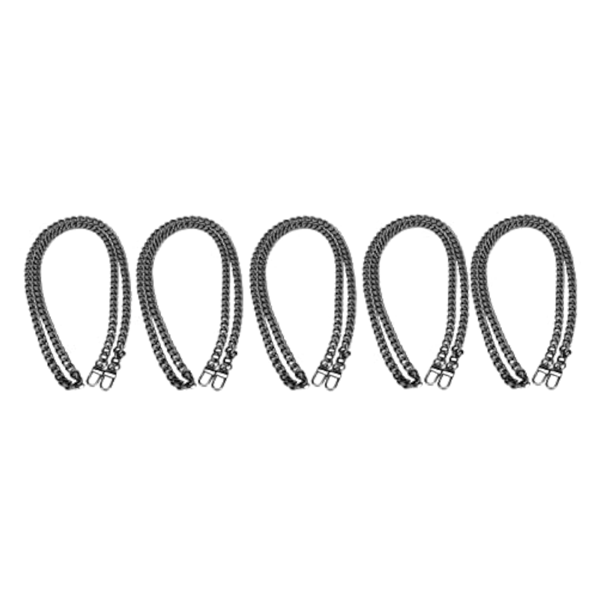 5pc Gray Metal Curb Chain Anklet Set, Rustproof