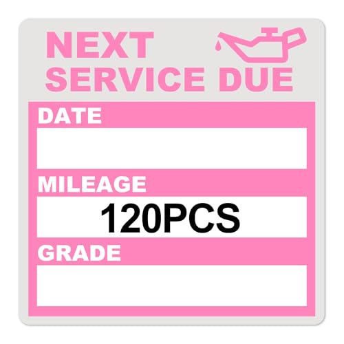 Image of for Oil Change Sticker Static Cling, Clear Stickers 120 Pcs 2 inchx 2 inch Next Service Due Sticker for Windshield, Easy to Peel with No Residue for Car Auto Vehicle Window (Pink2)