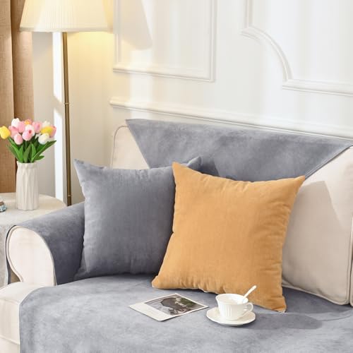 Alishomtll Sofabezug 1/2/3/4 Sitzer, Universelle Wasserdicht Sofa Überzug Ecksofa, L Form Couch Überzug, Hund Katze Anti-rutsch Sofaüberwurfe Sofaschoner für Wohnzimmer (Dunkelgrau, 70x120cm)