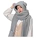 JSJJAHN Sciarpa Donne Autunno Inverno Caldo Carino Peluche in Stile Cartone Animato in Stile Fumetto Cappello Sciarpa Antiscivolo con Cappello Addensato di Protezione Antivento in Bicicletta