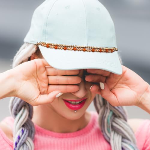 Image of Geyoga 9 Pcs Trucker Hat Chains Trucker Hat Charms Women Man Bill Decoration Detachable DIY Metal Chain for Mesh Baseball Cap(Brown,Boho)