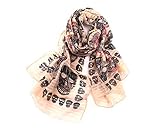 Es misst 95 x 185 cm. Schal Damen Skull Beige Schädel