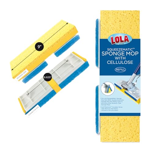 LOLA Cellulose SqueezeMatic Butterfly Sponge Mop Refill 9 Replacement Head Floor Cleaning Comparable w/Quickie Type S Sponge Mop Refill