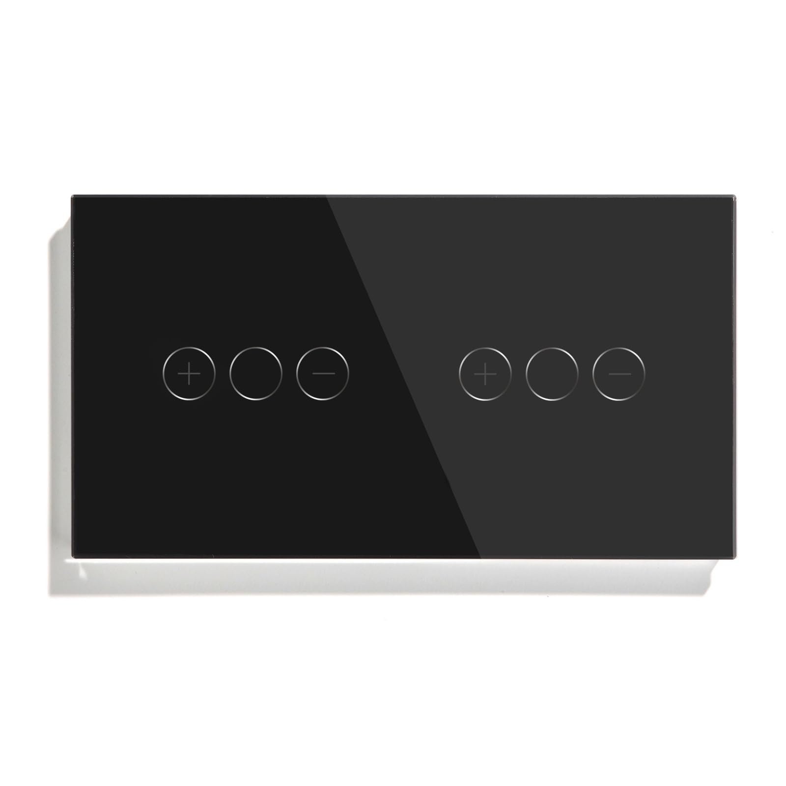 Interruptor de luz LED regulable, doble interruptor táctil de 1 vía y 1 entrada, interruptores de pared con sensor de intensidad, cristal templado(Black)