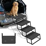 Dog Steps for Car, Truck, SUV, Dog Stairs for Car with Upgraded Non-Slip Surface, Foldable Dog Ramp for Car, Pet Stairs for Large Dogs, 4 Steps