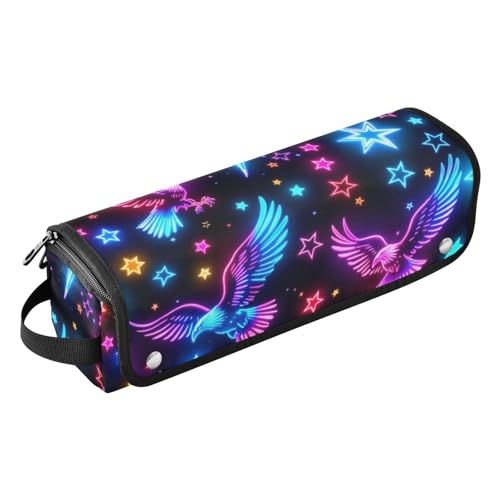 Organizador de Herramientas para el Cabello 2 en 1 con Tapete Resistente al Calor, Estuche de Viaje Grande para Planchas de Pelo y Accesorios, Diseño Neon, Portátil miniatura 1