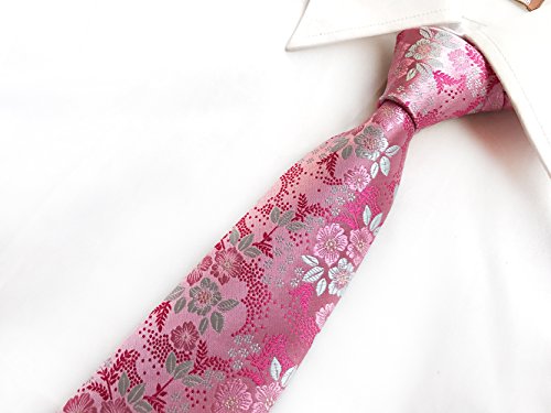 Men's Boys Pink White Tie Summer Floral Party Wedding Woven Silk Paisley Necktie #TOP4