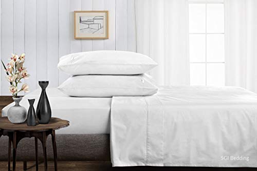 Sgi Queen Pillowcases Set - Of 2-1000 Thread Count 100% Cotton Bedding White Solid #TOP1