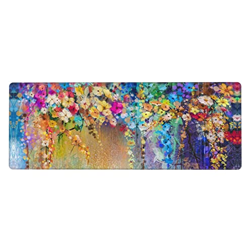 Tapis de souris de jeu XXL fleurs violettes abstrait pour sublimer votre bureau