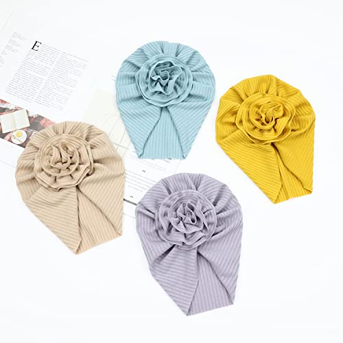 Insowni 8 Pack Big Flower Turban Hats Hospital Nursery Floral Caps Beanies Bonnets For Baby Girls Toddlers Infants Little Kids #TOP4
