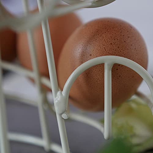 Helter Skelter Egg Rack Metal Kitchen Home Storage Stand Holder with Handle (Cream) - Image 5